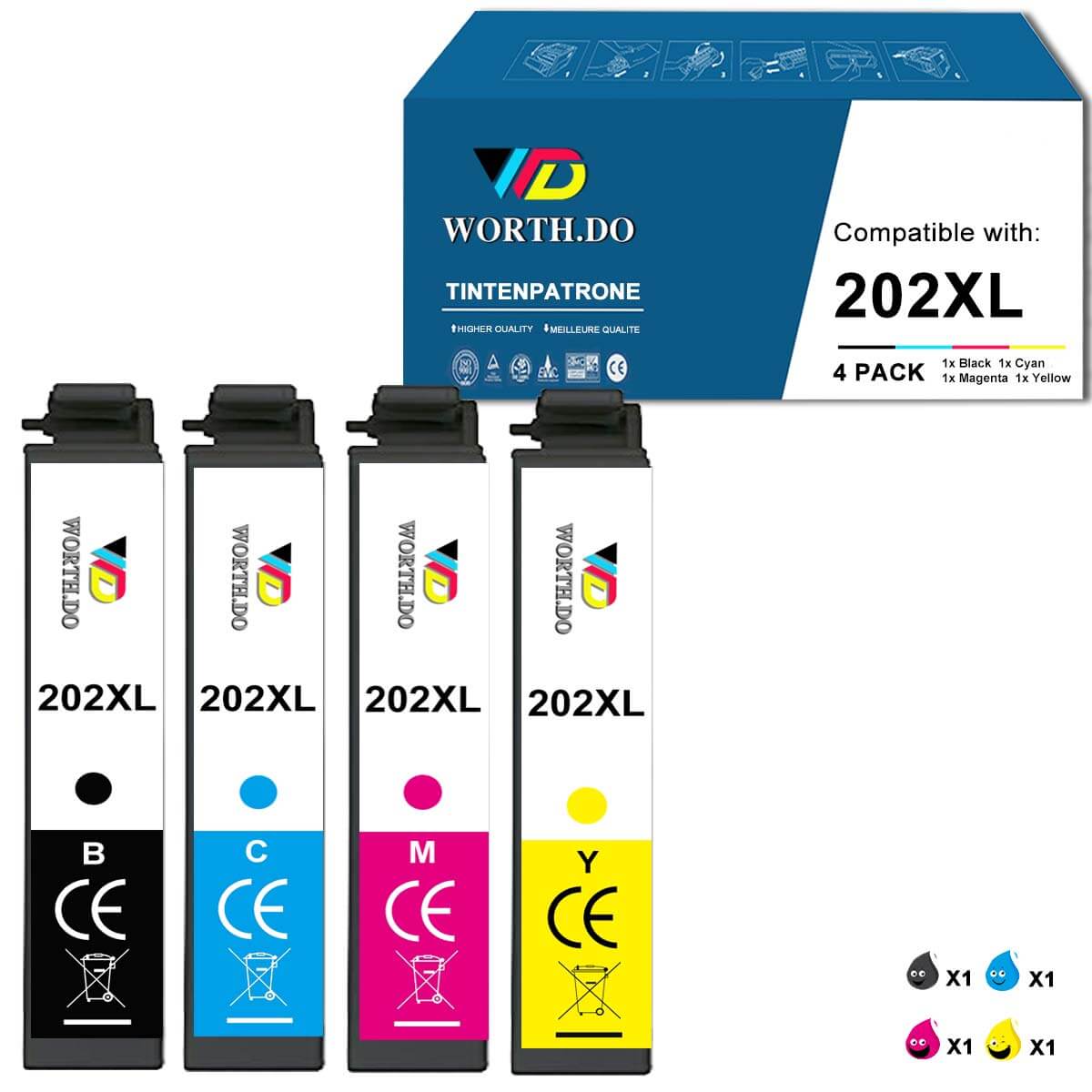 Remanufactured 202XL Premium Ink for Epson (2 Balck)