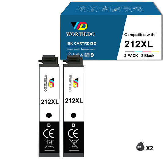 Remanufactured 212XL Premium Ink for Epson (2 Black)
