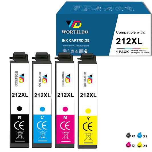 Remanufactured 212XL Premium Ink for Epson (4 Pack)
