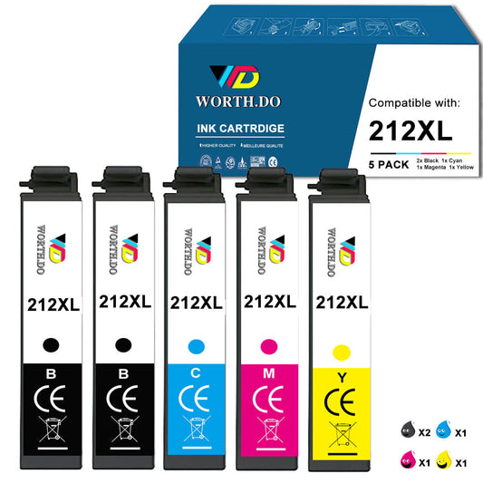 Remanufactured 212XL Premium Ink for Epson (5 Pack)