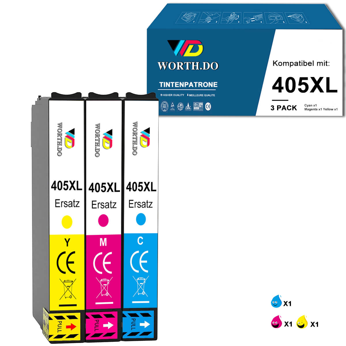 Tintenpatrone ersetzt Epson 405XL Schwarz (1 Pack)