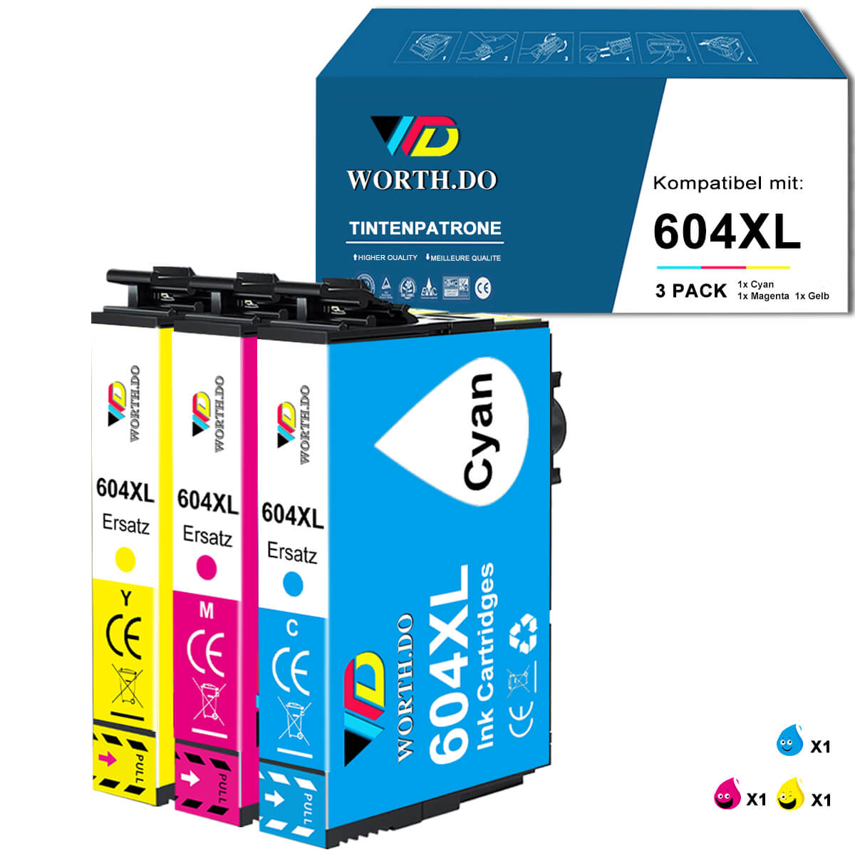 Kompatibel Epson 604XL Tintenpatrone (3 Farbe)