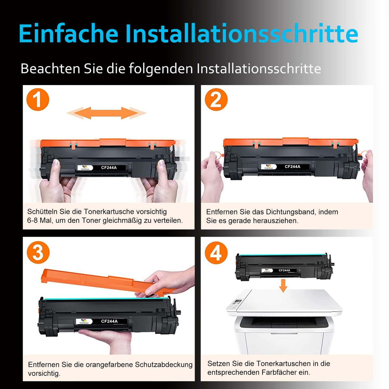 Toner schwarz kompatibel zu HP CF244A/ 44A (4 PACK)