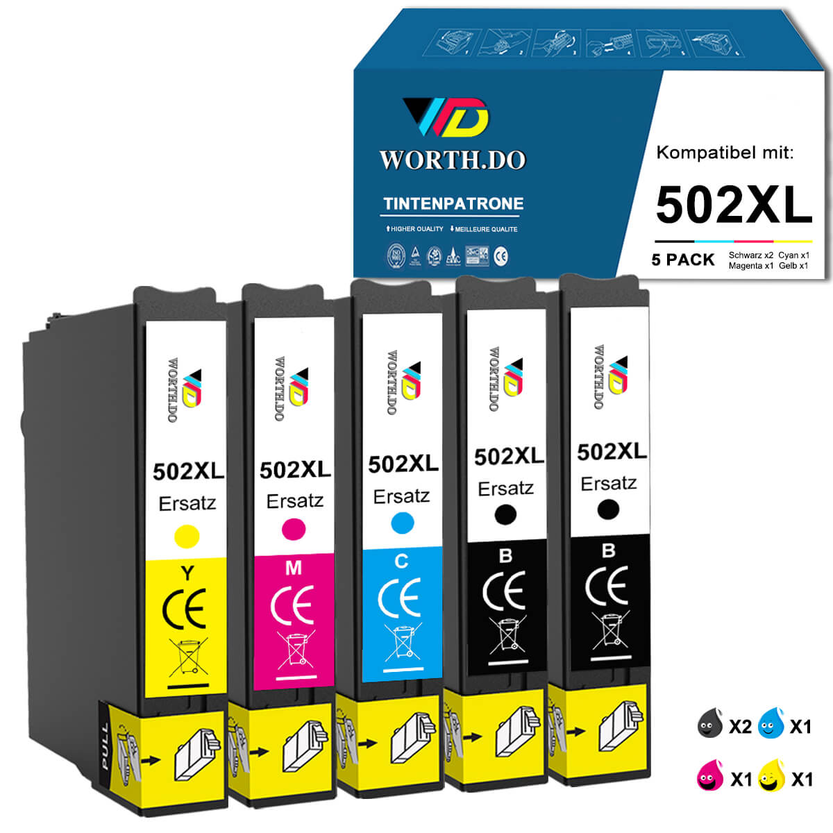       kompatible-tintenpatronen-feur-epson-502xl-5pack-worthdo