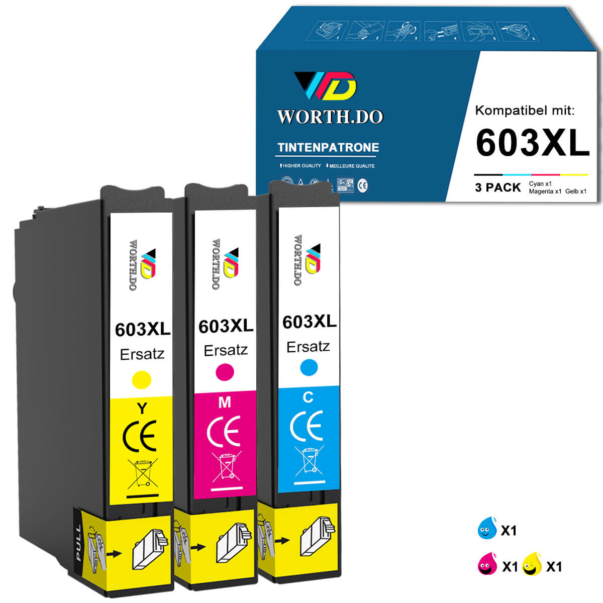 WORTHDO Cartucce d'inchiostro compatibili per Epson 603XL 603 XL per  Expression Home XP-3100 XP-3105 XP-2100 XP-2105 XP-4100 XP-4105 Workforce  WF-2810 WF-2830 WF-2835 WF-2850 (confezione da 5) : : Informatica