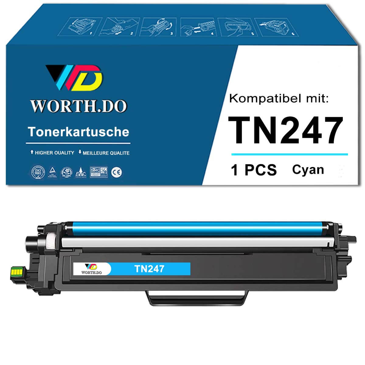 Toner ersetzt Brother TN-247C |  TN-243C Cyan (1 Pack)