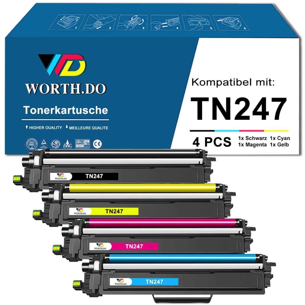Toner ersetzt Brother TN-247BK |  TN-243BK Schwarz (1 Pack)
