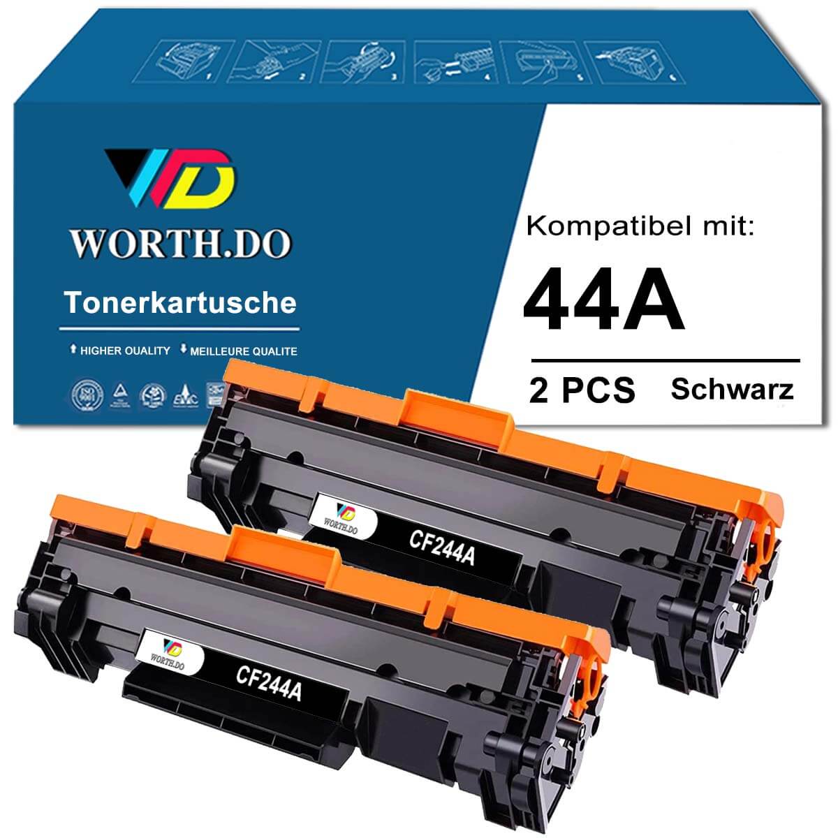 Toner schwarz kompatibel zu HP CF244A/ 44A (4 PACK)