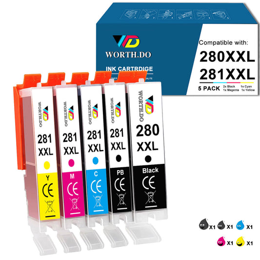Remanufactured 280XL Premium Ink for Canon (5 Pack)