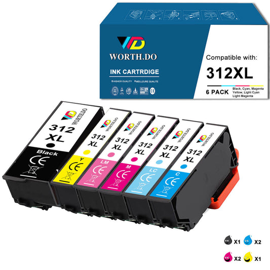 Remanufactured 312XL Premium Ink for Epson (6 Pack)
