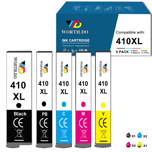 Remanufactured 410XL Premium Ink for Epson (5 Pack)