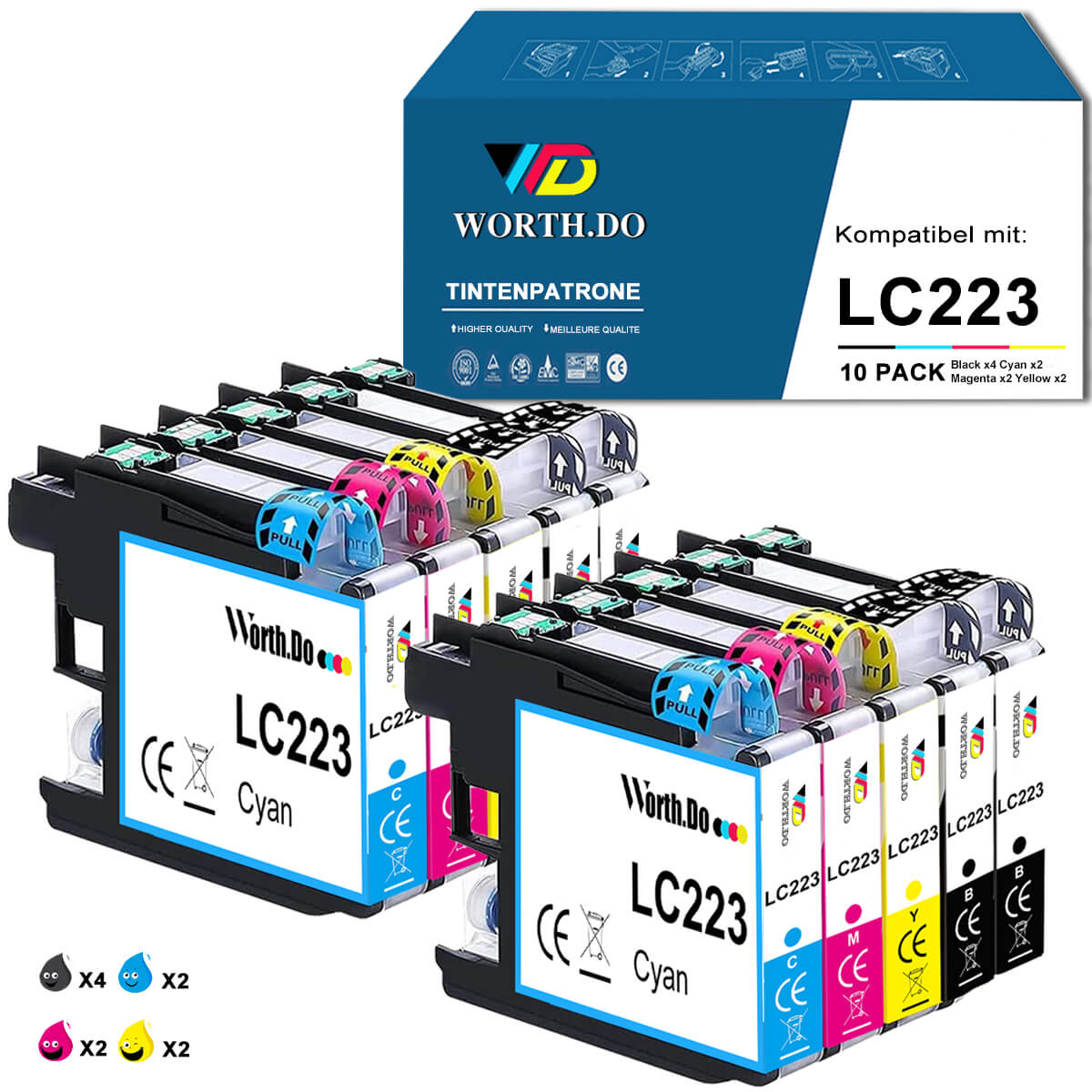        worth.do-kompatible-tintenpatronen-feur-brother-lc-223xl-multipack