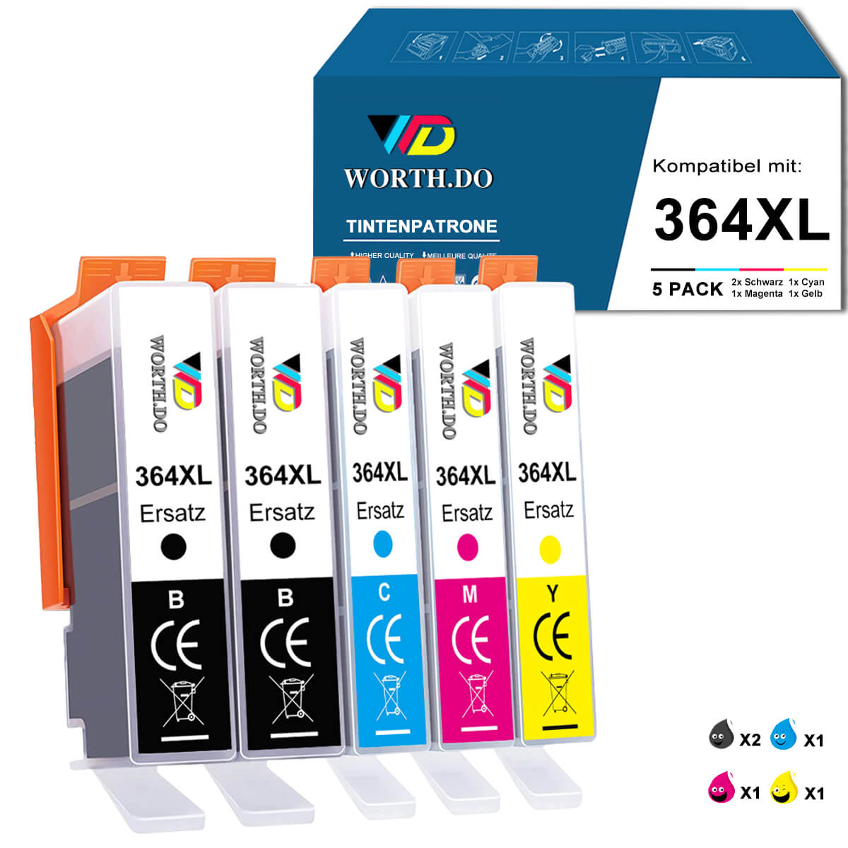       worth.do-kompatible-tintenpatronen-feur-hp-364xl-5pack