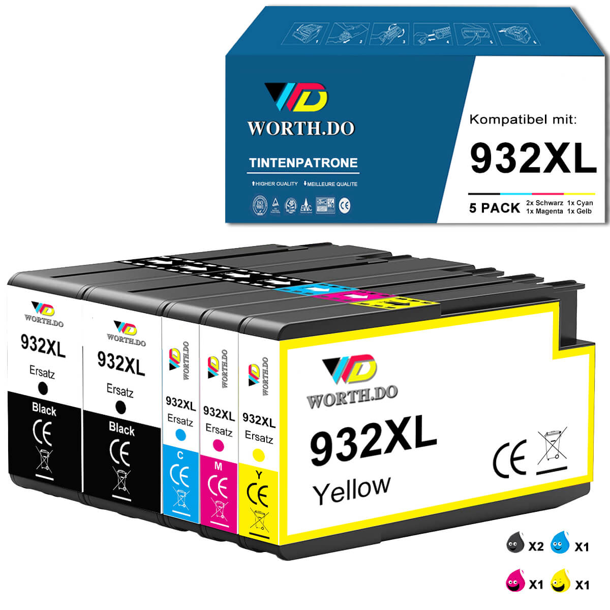     worth.do-kompatible-tintenpatronen-feur-hp-932xl-value-pack