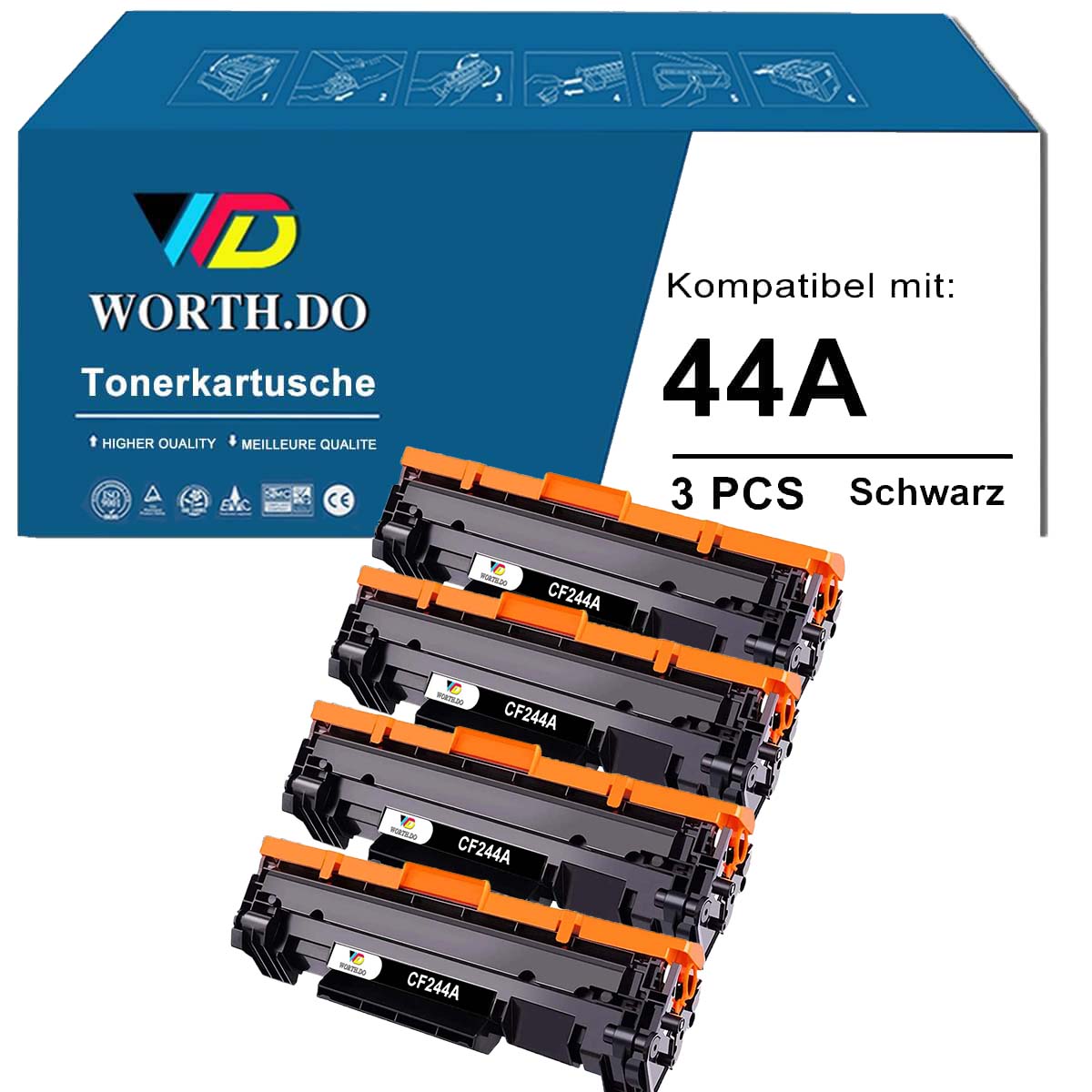 Toner schwarz kompatibel zu HP CF244A/ 44A (2 PACK)