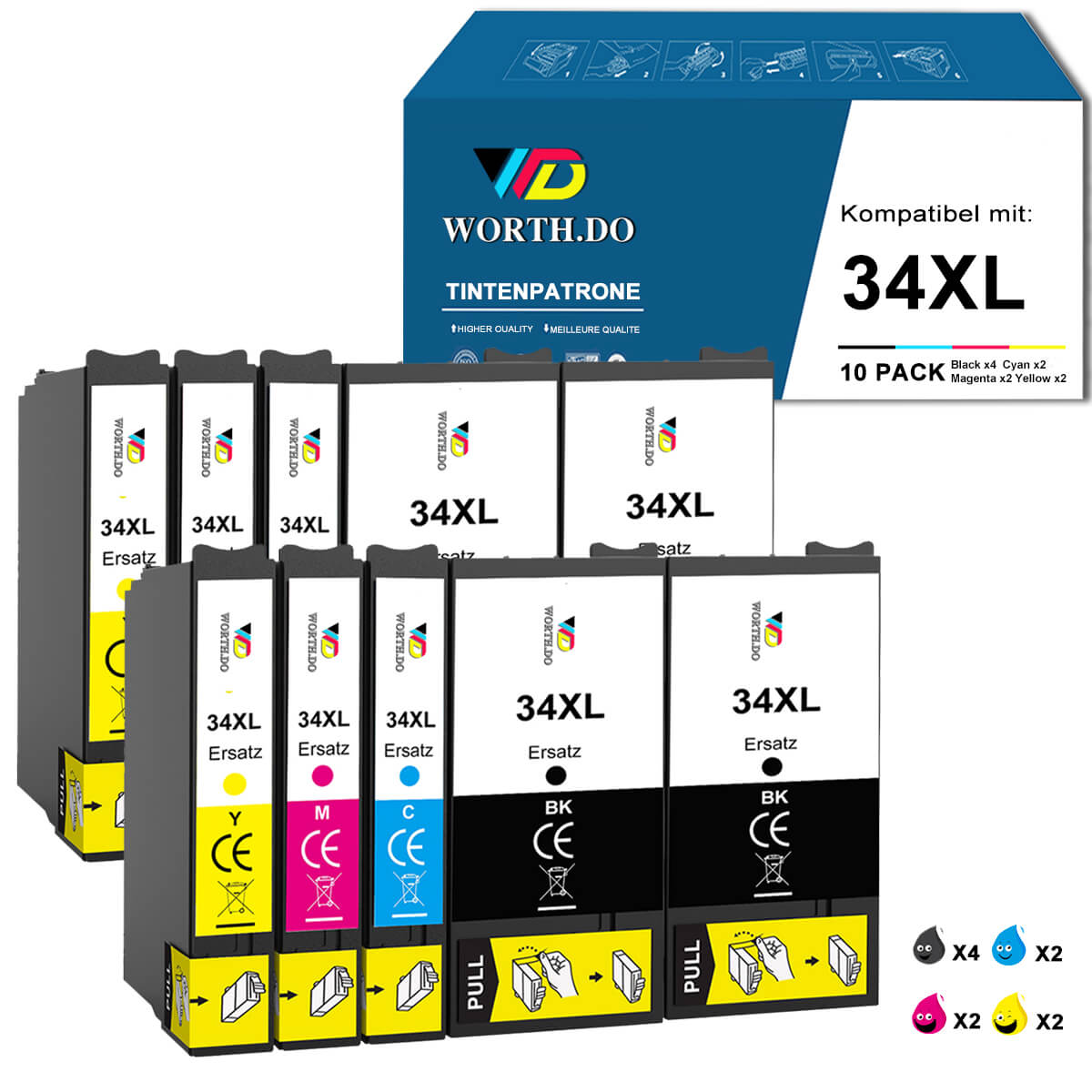    worthdo-Epson-Druckerpatronen-34xl-value-pack
