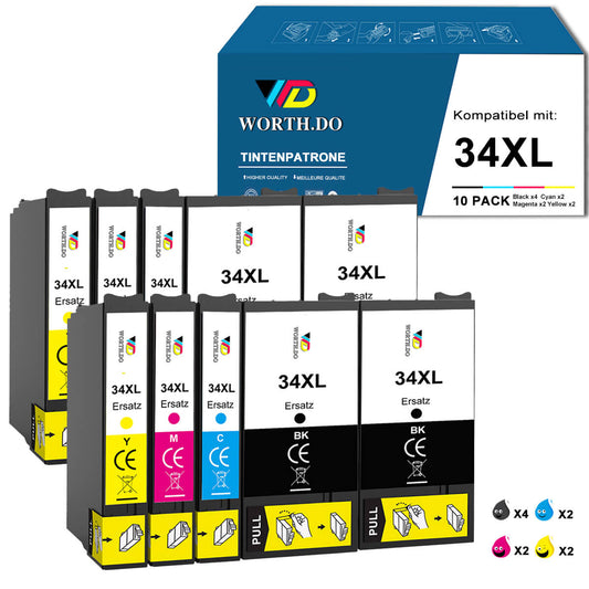 Tintenpatrone ersetzt Epson 34XL (10 Pack)