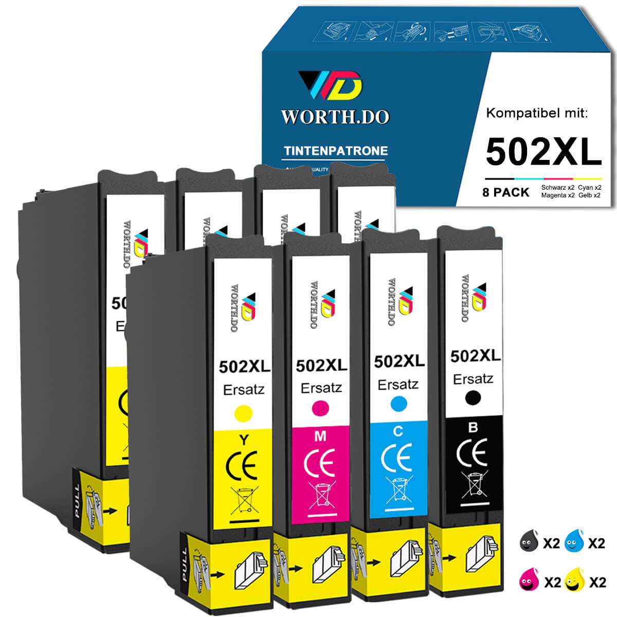       worthdo-kompatible-tintenpatronen-feur-epson-502xl-8pack