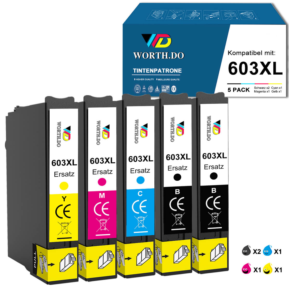       worthdo-kompatible-tintenpatronen-feur-epson-603xl-5pack